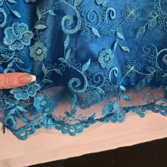 JJ's House Peacock Blue Reteo Style Dress Small 4/6 - Picture 6 of 8